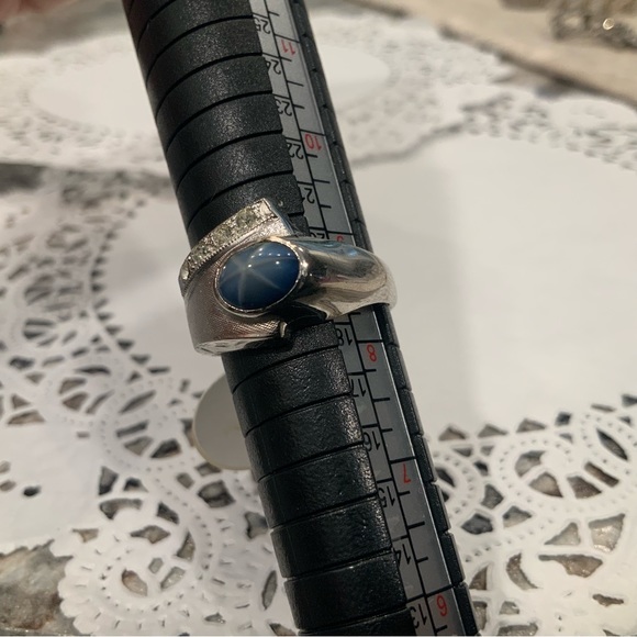 MEN'S OVAL THAI STAR SAPPHIRE RING HEAVY GOLD ELECTROPLATE  18KT SZ 8.5 - Picture 8 of 11